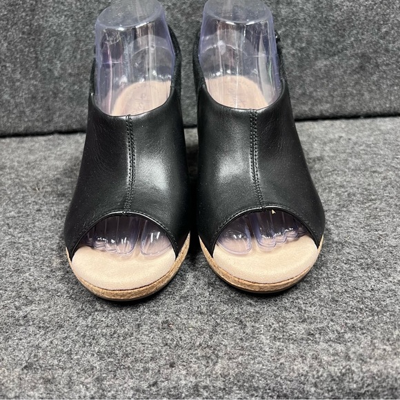 Clarks Women's Lafley Jess Slingback Wedge Sandal Black Leather Size 7 - Picture 3 of 12